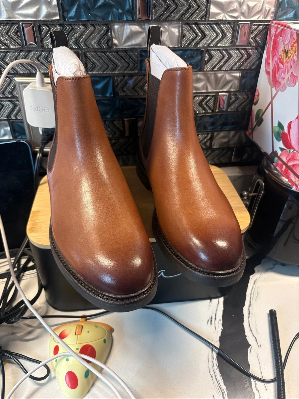 Polo by Ralph Lauren Brown Leather Chelsea Chukka Boots
